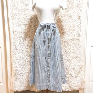 Blue & white striped high waist skirt